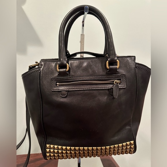 Coach Black Satchel with Gold Studs - Picture 4 of 12